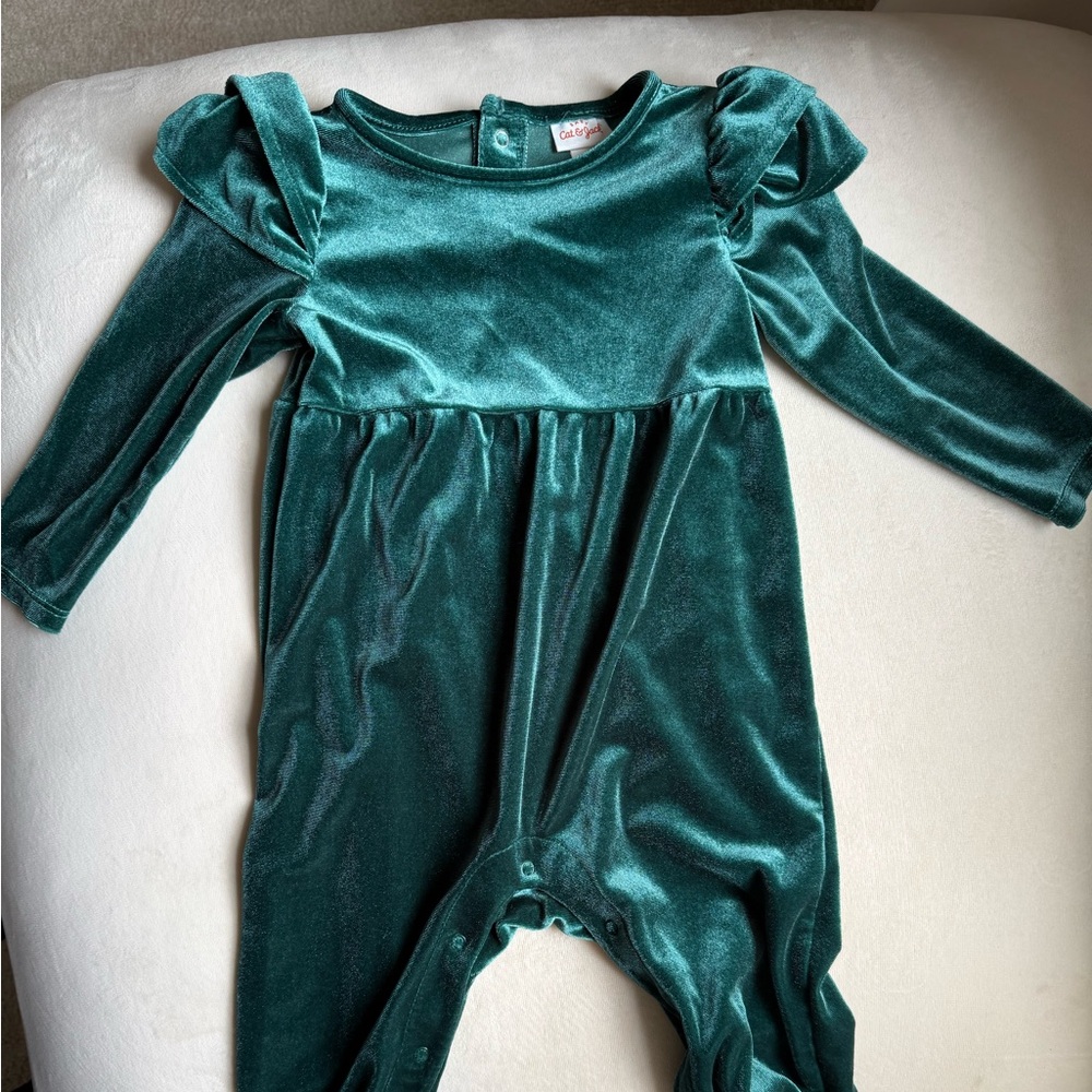 Cat & Jack Teal Velvet Baby Romper